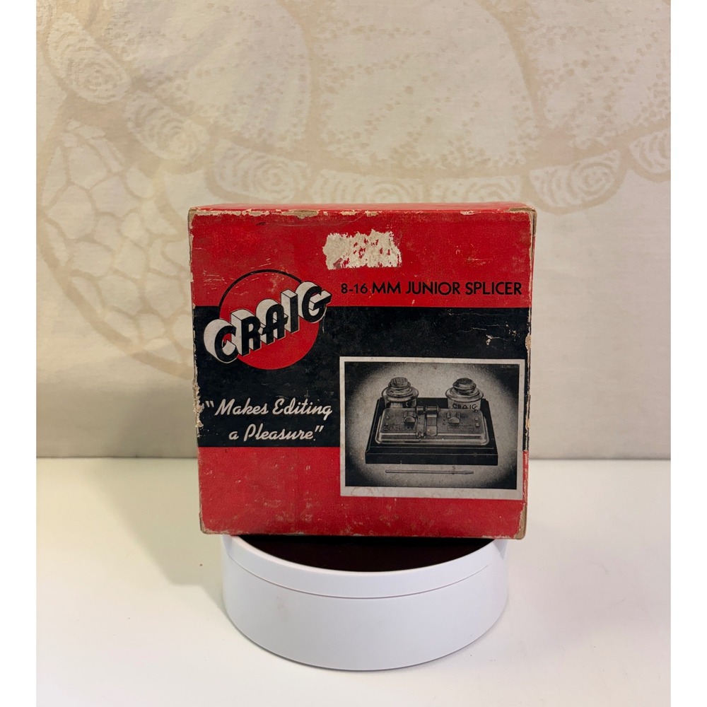 Vintage Craig Junior Splicer 8-16mm Movie‎ Film Editor with Wood Base and Box